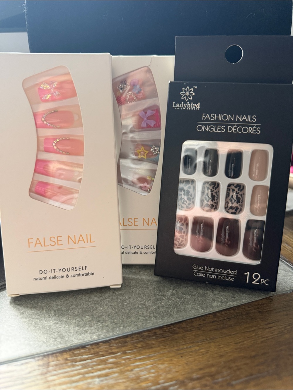 Fashion Nails 💅 Bundle of 3- Black & Nude False Nail Set